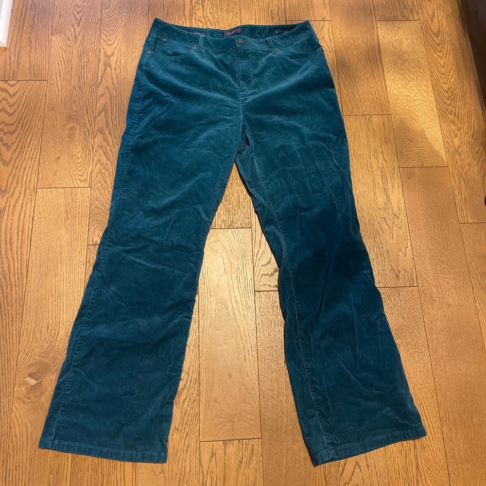 Teal corduroy straight leg pants
